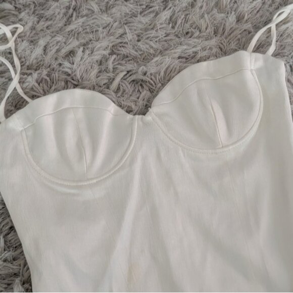 Zara White Satin Bustier Bodysuit - Picture 3 of 7